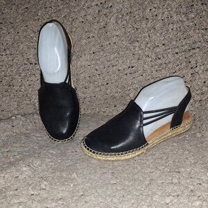 TONI PONS-Noelia-Black Leather Espadrilles-Size 38-Excellent